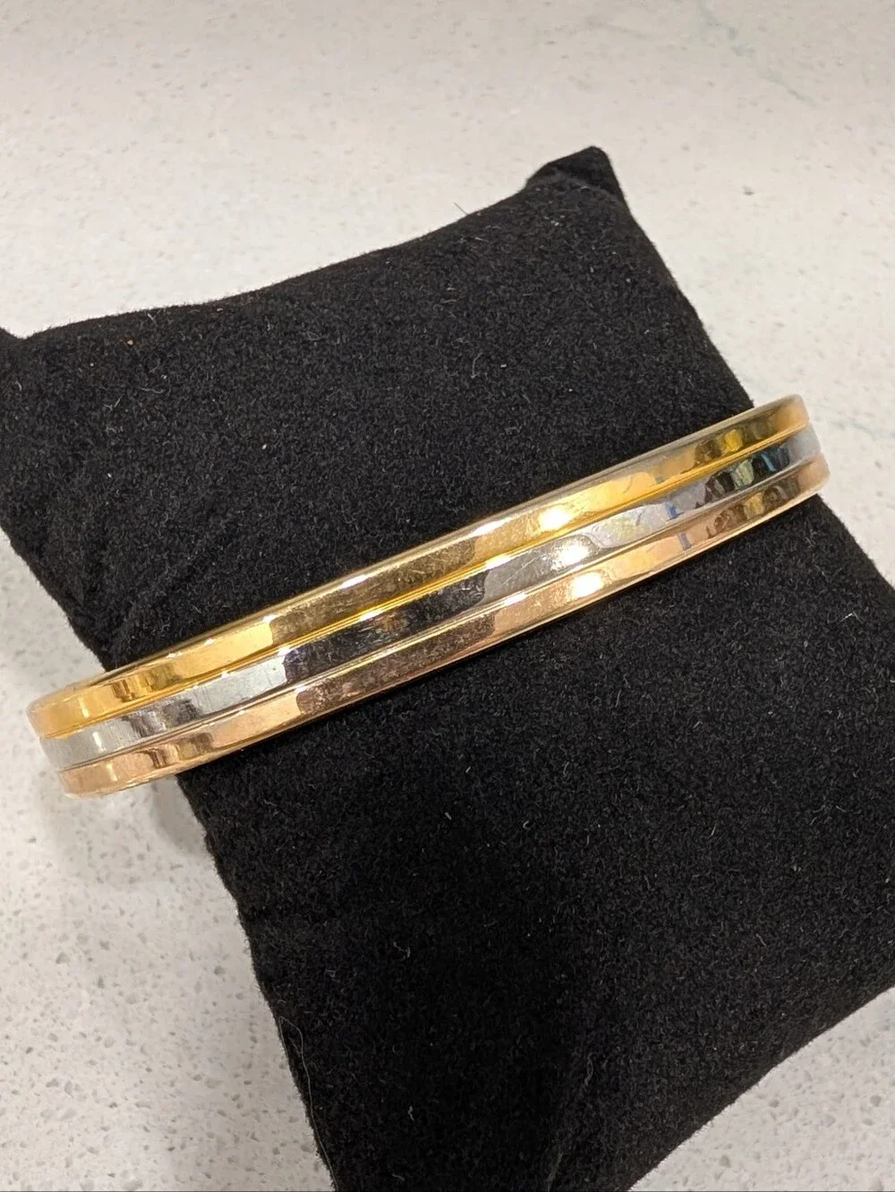 Vintage Tri-Tone 24K Electro Plated Magnetic Cuff Bracelet